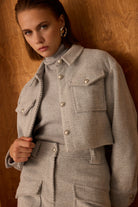 Diagonal-Bomber Gri Ceket-Ceket-5-Milagron.com