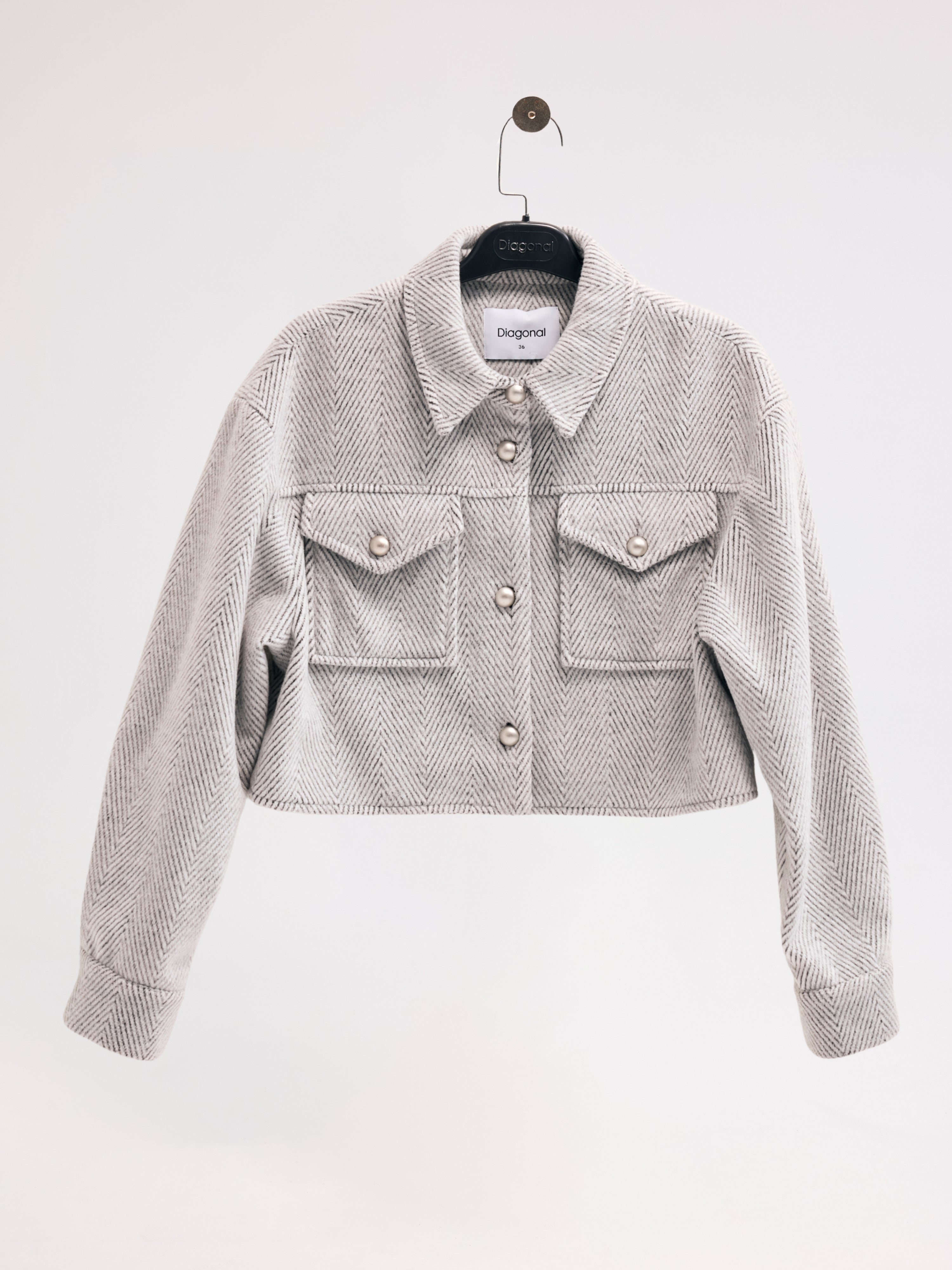 Diagonal-Bomber Gri Ceket-Ceket-7-Milagron.com