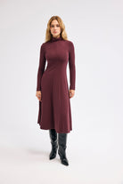 Diagonal-Bordo Elbise-Elbise-1-Milagron.com