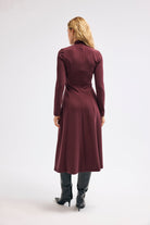 Diagonal-Bordo Elbise-Elbise-3-Milagron.com