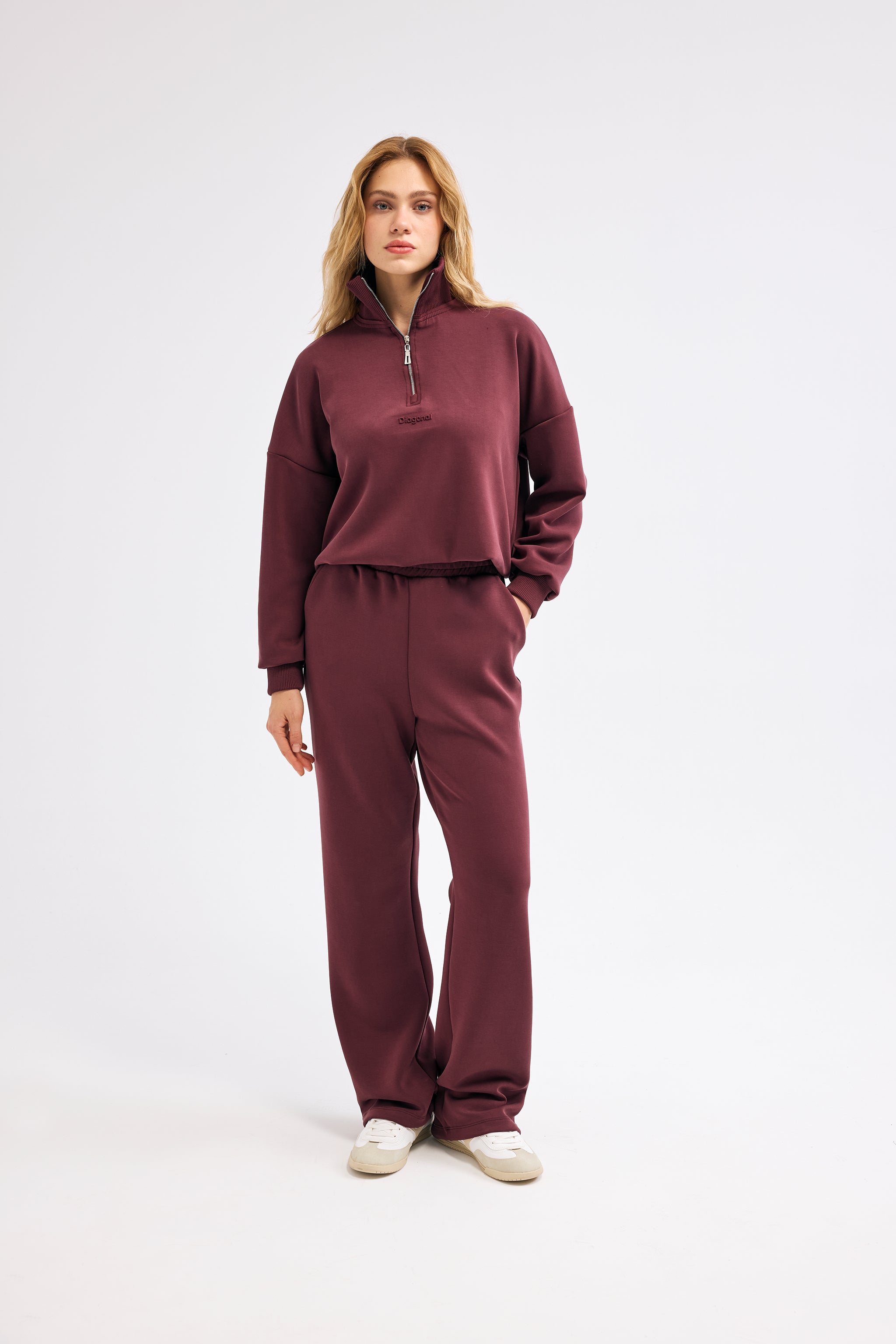 Diagonal-Bordo Örme Pantolon-Pantolon-2-Milagron.com
