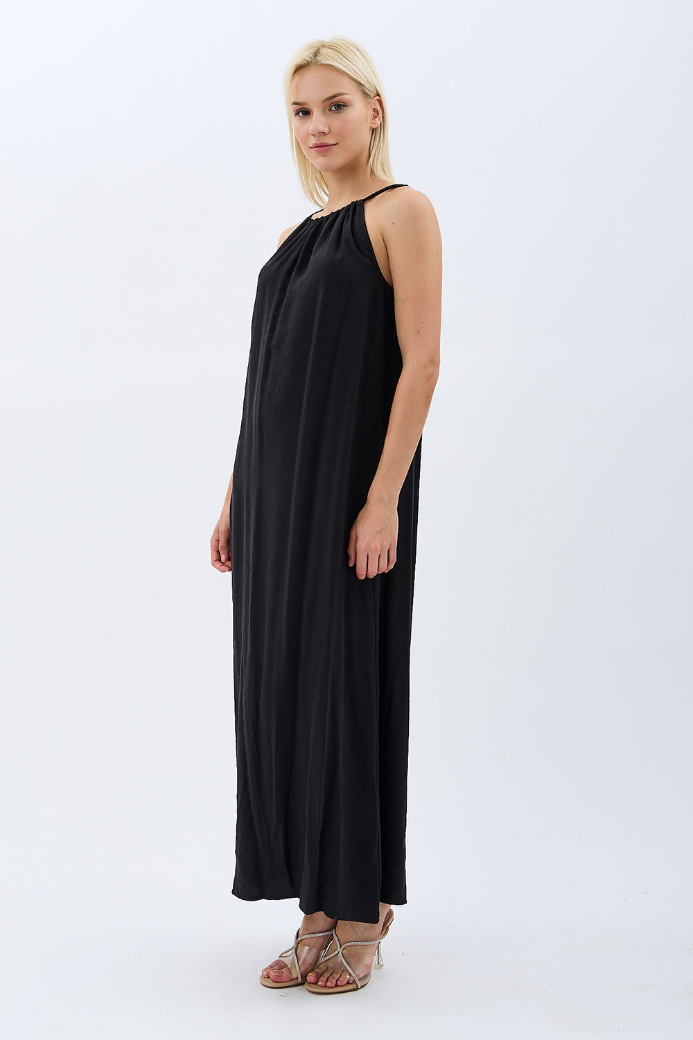 Diagonal-Boyundan Bağlamalı Maxi Elbise-Elbise-2-Milagron.com