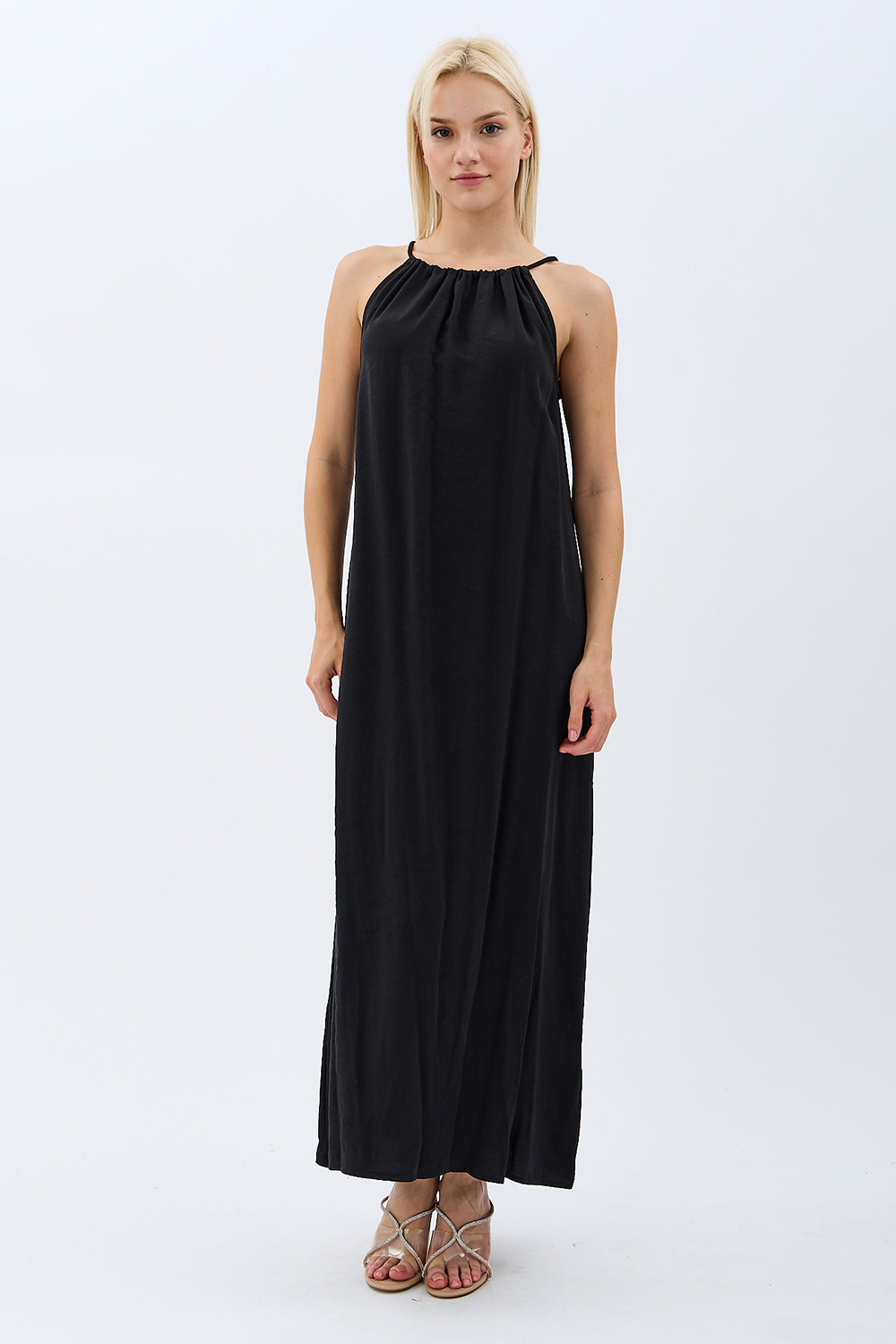 Diagonal-Boyundan Bağlamalı Maxi Elbise-Elbise-8-Milagron.com