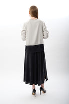 Diagonal-Büzgü Ayarlı İki Renkli Sweatshirt-Sweatshirts & Hoodies-10-Milagron.com