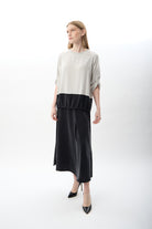 Diagonal-Büzgü Ayarlı İki Renkli Sweatshirt-Sweatshirts & Hoodies-2-Milagron.com