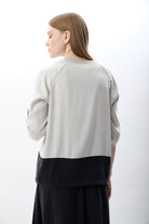 Diagonal-Büzgü Ayarlı İki Renkli Sweatshirt-Sweatshirts & Hoodies-4-Milagron.com