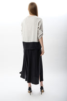 Diagonal-Büzgü Ayarlı İki Renkli Sweatshirt-Sweatshirts & Hoodies-6-Milagron.com