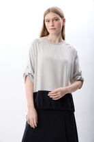 Diagonal-Büzgü Ayarlı İki Renkli Sweatshirt-Sweatshirts & Hoodies-9-Milagron.com