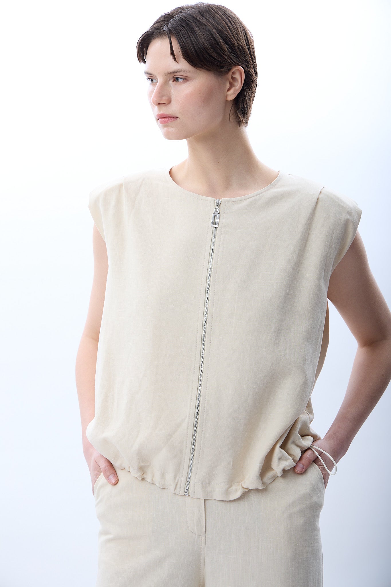 Diagonal-Büzgü Detaylı Bomber Yelek-Yelek-6-Milagron.com