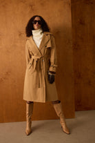 Diagonal-Kuşaklı Trenç Kot (Camel)-TRENÇ KOT-1-Milagron.com