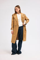 Diagonal-Kuşaklı Trenç Kot (Camel)-TRENÇ KOT-6-Milagron.com