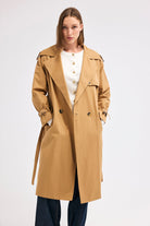 Diagonal-Kuşaklı Trenç Kot (Camel)-TRENÇ KOT-7-Milagron.com