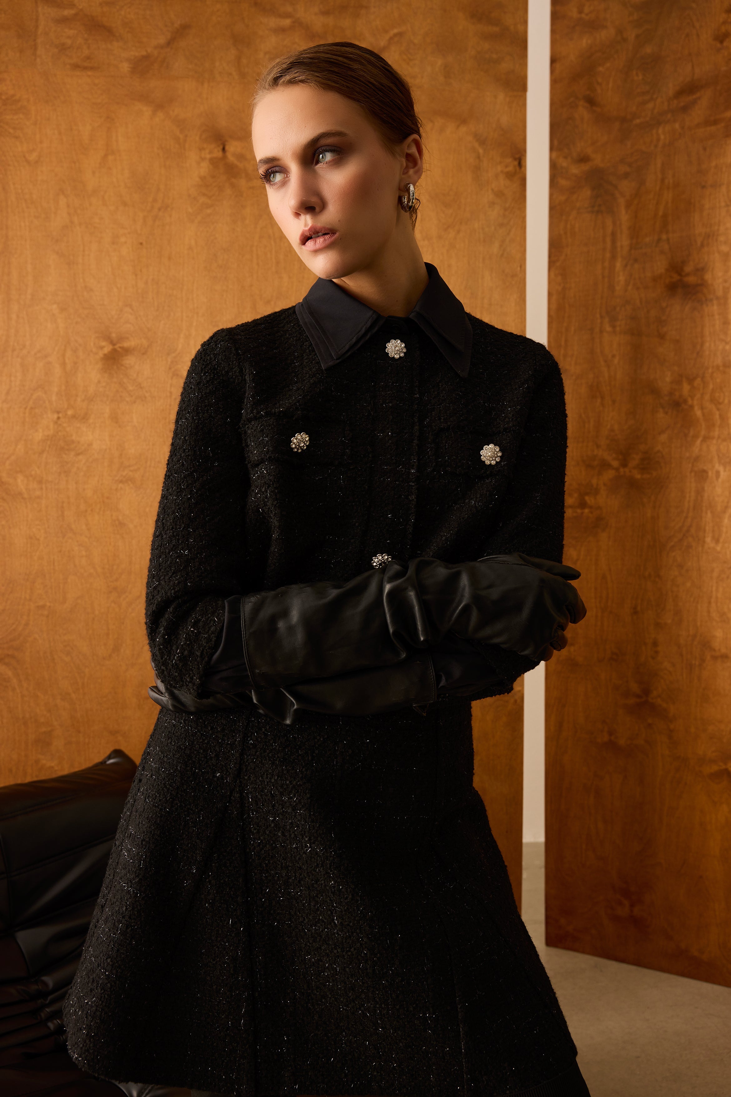 Diagonal-Ceket Elbise İkili Siyah Takım-Alt - Üst Takım-5-Milagron.com