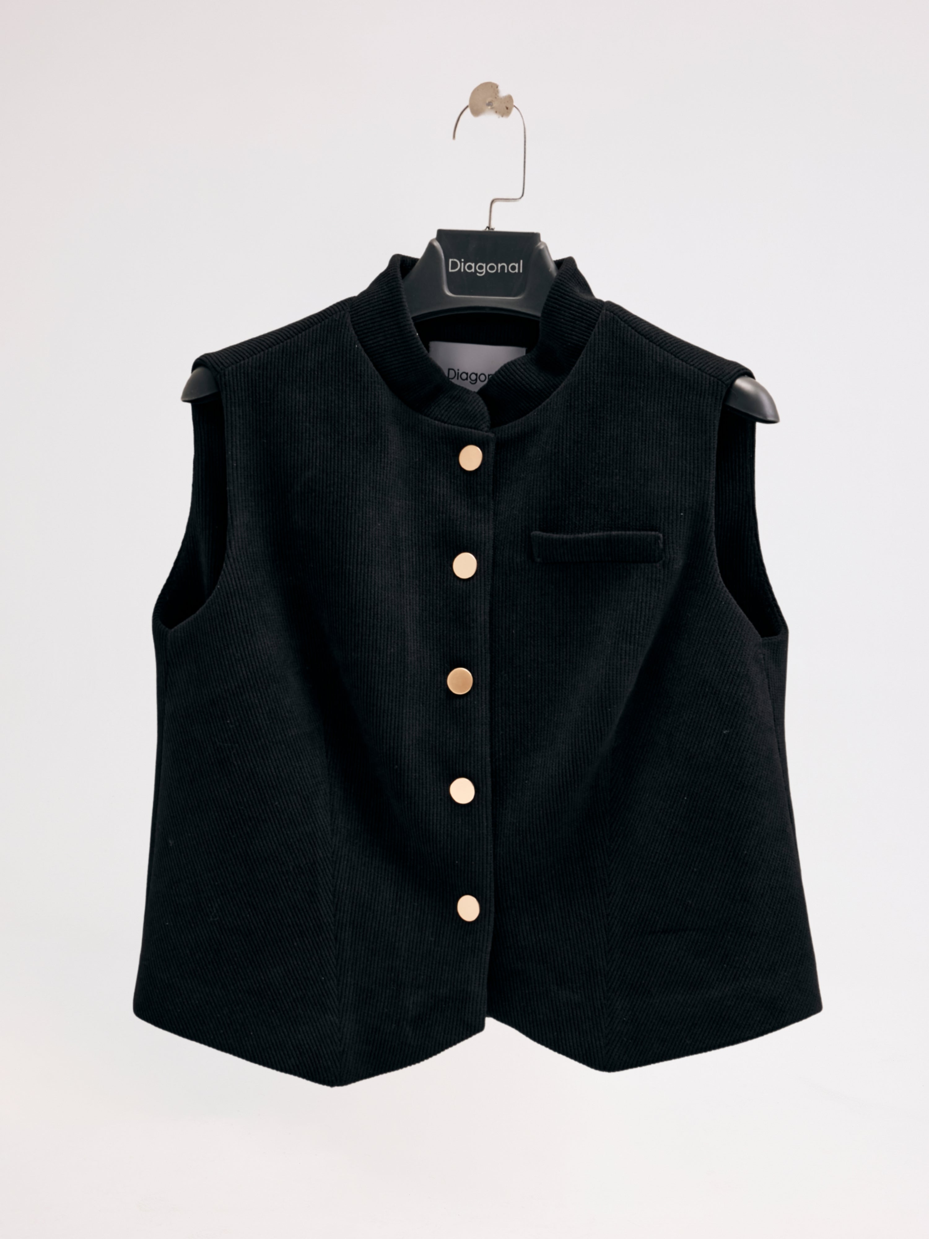 Diagonal-Kolsuz Düğmeli Yelek-YELEK-5-Milagron.com