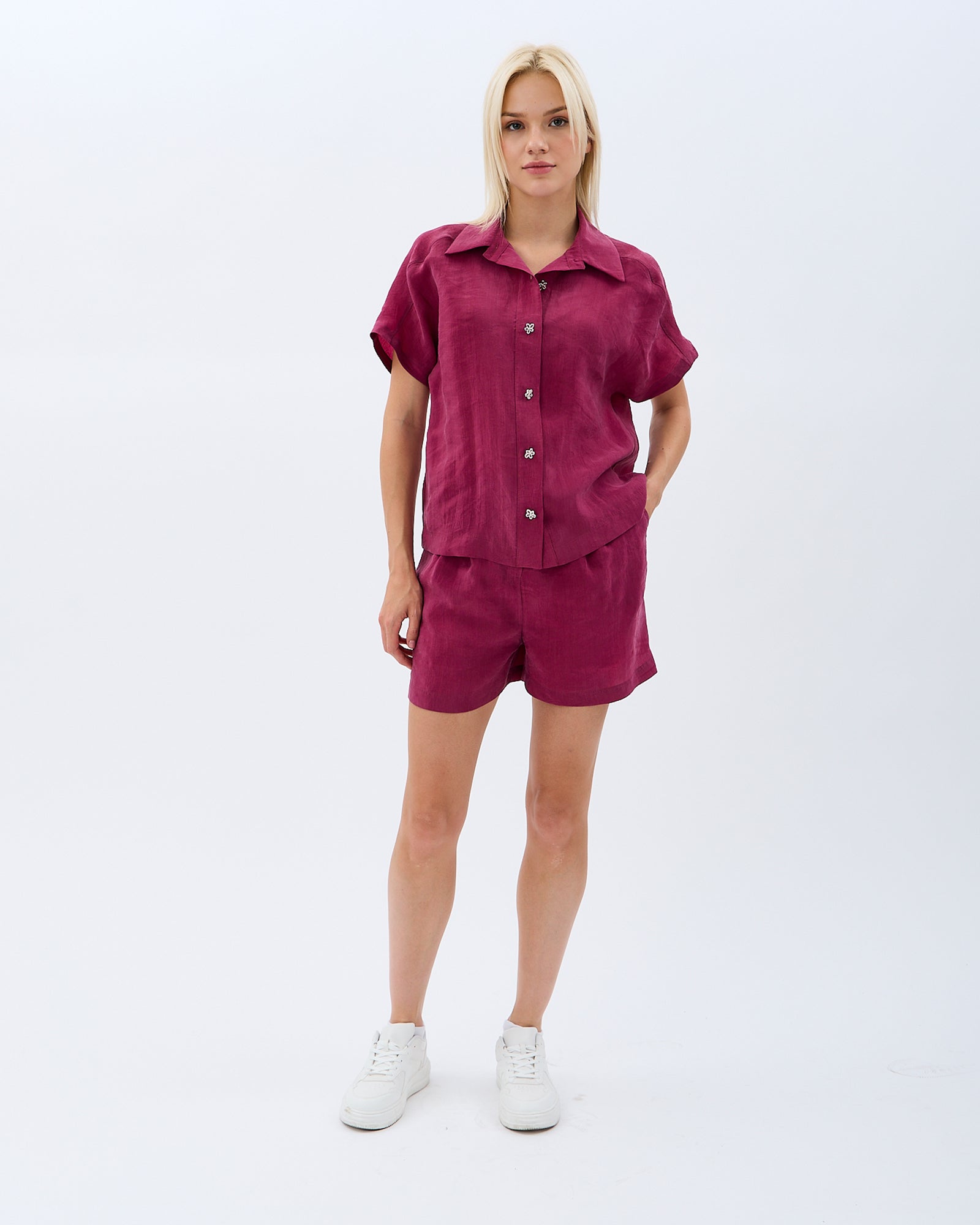 Diagonal-Cepli Düz Kesim Şort-Şort-2-Milagron.com