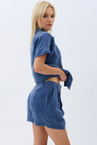 Diagonal-Cepli Düz Kesim Şort-Şort-2-Milagron.com