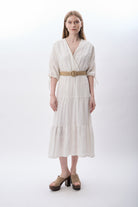 Diagonal-Dantelli V Yaka Elbise (Beyaz)-ELBİSE-1-Milagron.com