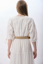 Diagonal-Dantelli V Yaka Elbise (Beyaz)-ELBİSE-5-Milagron.com