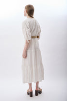 Diagonal-Dantelli V Yaka Elbise (Beyaz)-ELBİSE-6-Milagron.com