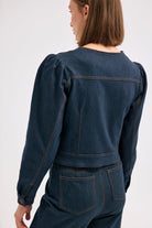 Diagonal-Denim Bomber Ceket (Lacivert)-CEKET-6-Milagron.com