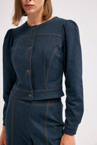 Diagonal-Denim Bomber Ceket (Lacivert)-CEKET-8-Milagron.com