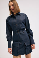 Diagonal-Denim Lacivert Etek-Etek-2-Milagron.com