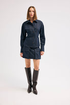 Diagonal-Denim Lacivert Etek-Etek-3-Milagron.com