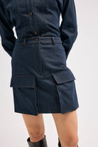 Diagonal-Denim Lacivert Etek-Etek-4-Milagron.com