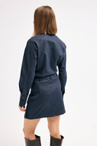 Diagonal-Denim Lacivert Etek-Etek-6-Milagron.com