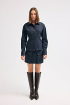 Diagonal-Denim Lacivert Etek-Etek-7-Milagron.com