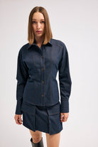 Diagonal-Denim Lacivert Gömlek-Gömlek-1-Milagron.com