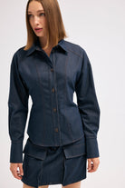 Diagonal-Denim Lacivert Gömlek-Gömlek-10-Milagron.com