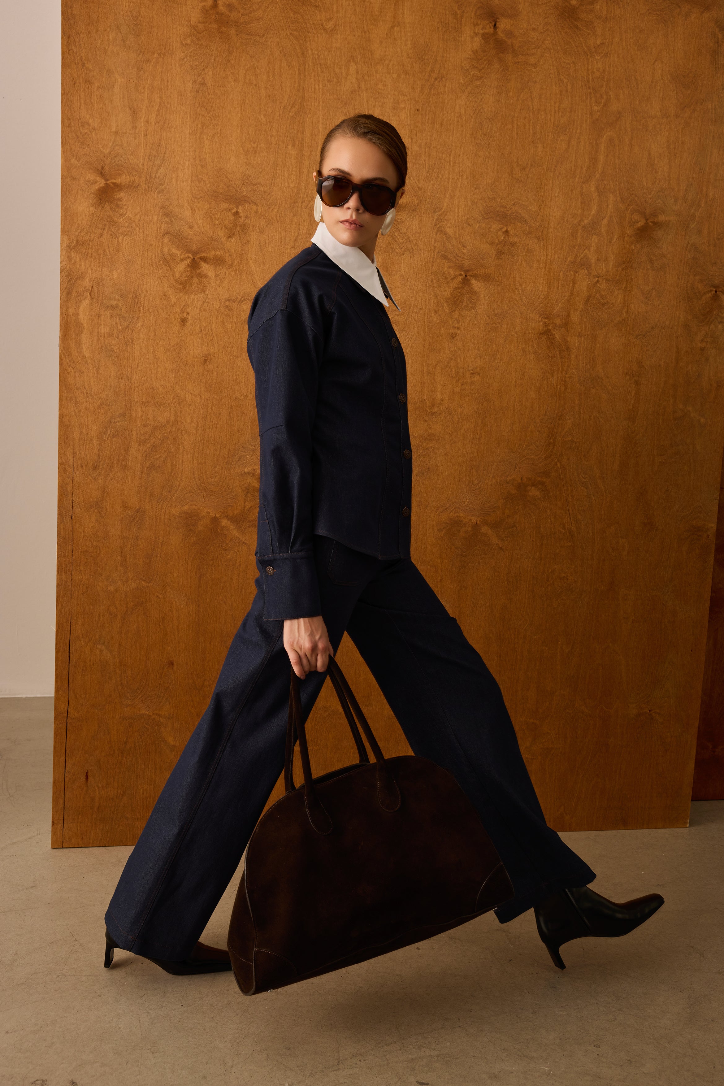 Diagonal-Denim Lacivert Gömlek-Gömlek-4-Milagron.com