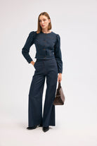 Diagonal-Denim Pantolon (Lacivert)-PANTOLON-10-Milagron.com