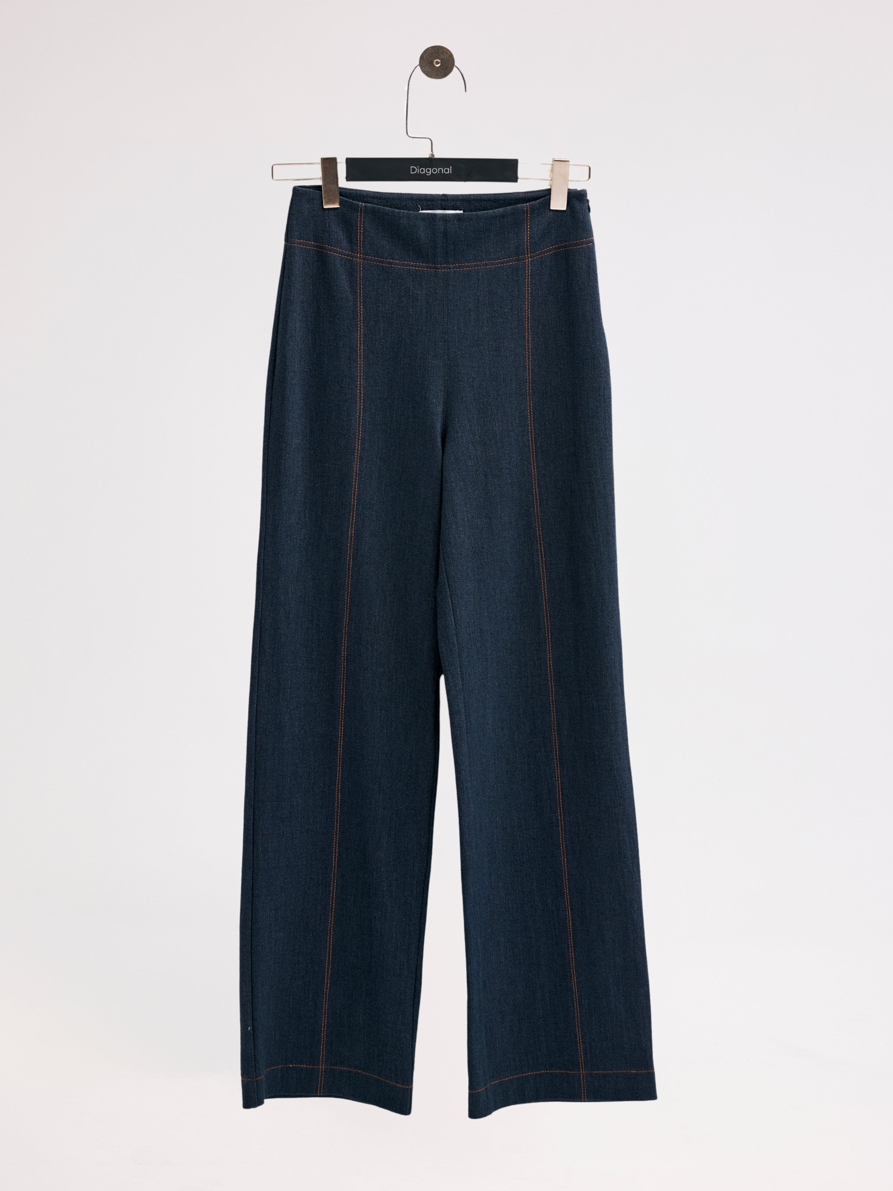 Diagonal-Denim Pantolon (Lacivert)-PANTOLON-13-Milagron.com