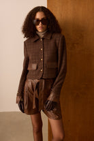 Diagonal-Deri Detaylı Kahverengi Ceket-Ceket-1-Milagron.com