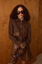 Diagonal-Deri Detaylı Kahverengi Ceket-Ceket-3-Milagron.com