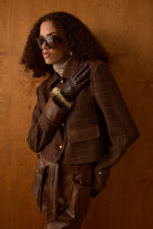 Diagonal-Deri Detaylı Kahverengi Ceket-Ceket-4-Milagron.com