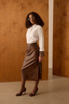 Diagonal-Deri Kalem Kahverengi Etek-Etek-1-Milagron.com