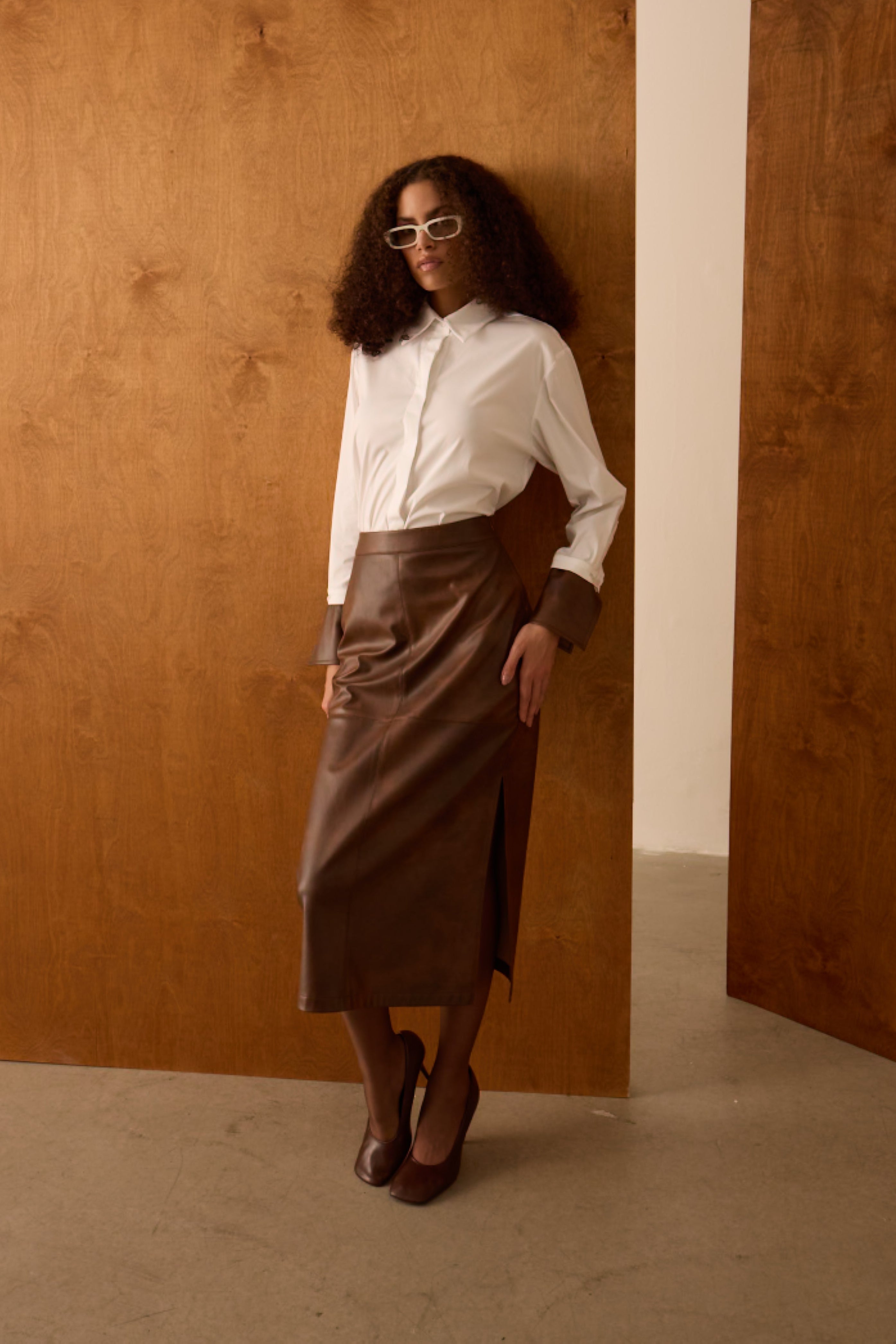 Diagonal-Deri Kalem Kahverengi Etek-Etek-7-Milagron.com