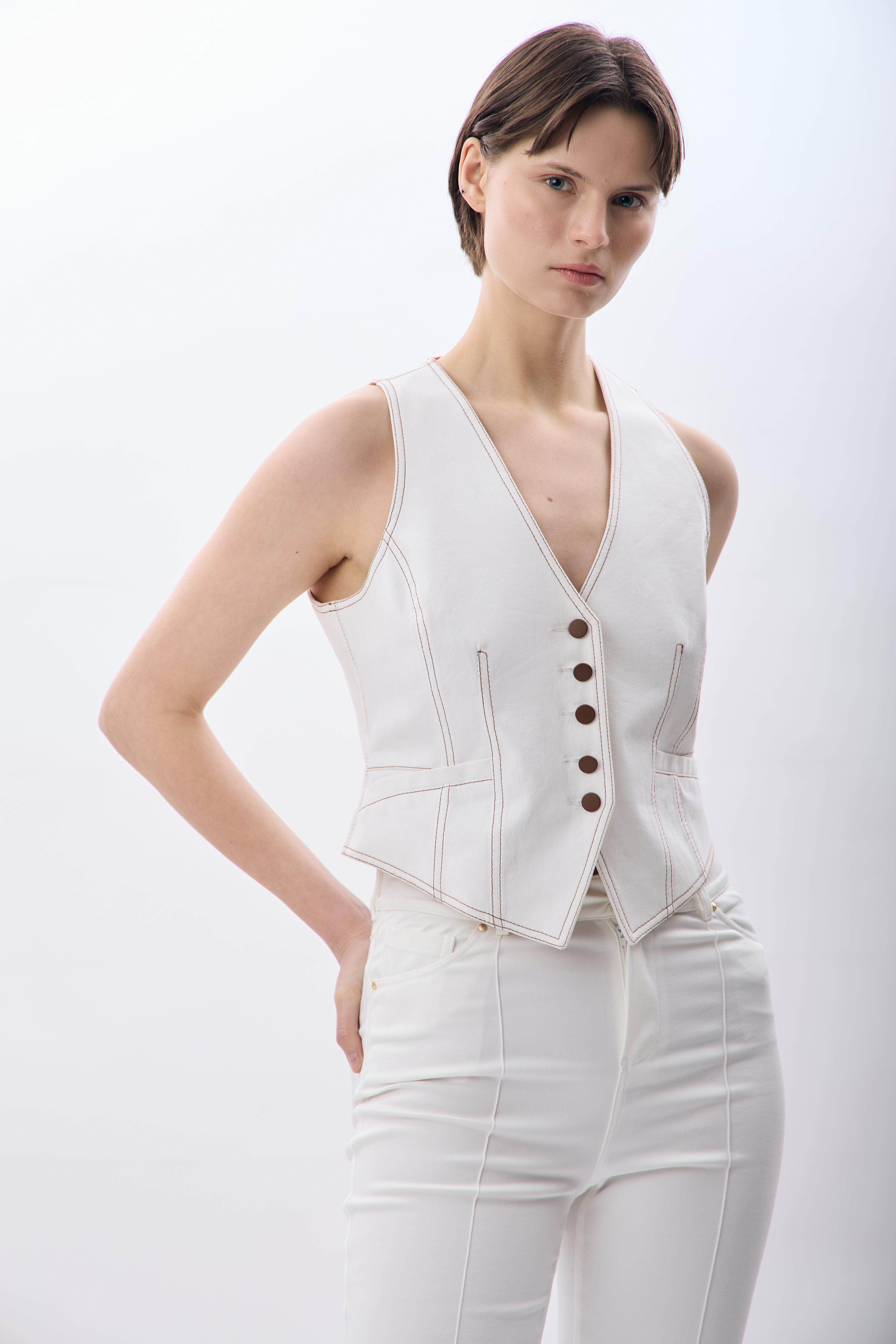 Diagonal-Desenli Kısa Yelek-Yelek-3-Milagron.com