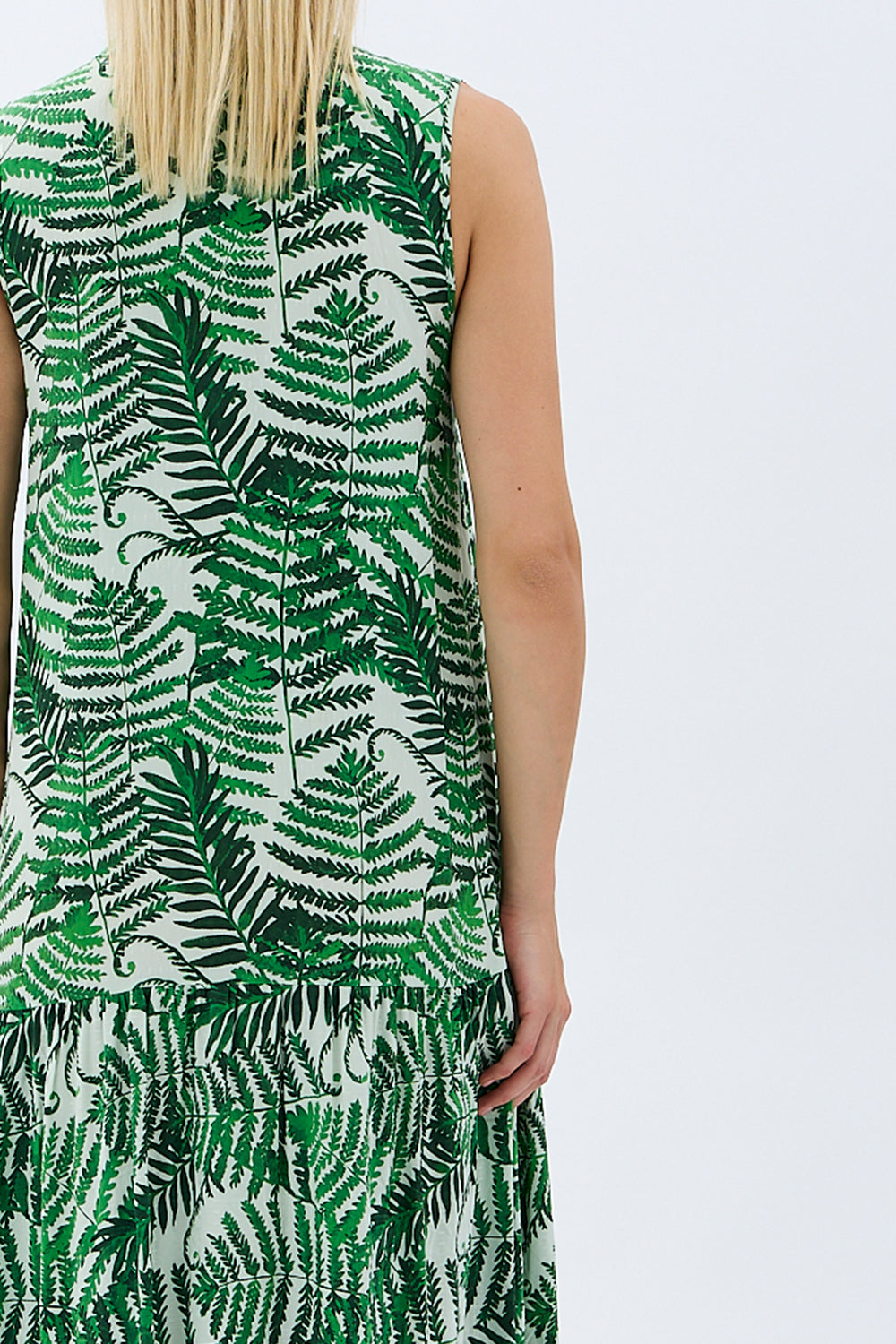 Diagonal-Desenli Maxi Boy Elbise (Yeşil)-ELBİSE-4-Milagron.com