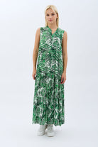 Diagonal-Desenli Maxi Boy Elbise (Yeşil)-ELBİSE-5-Milagron.com