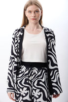 Diagonal-Desenli Oversize Kimono Gömlek-Gömlek-4-Milagron.com