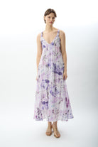 Diagonal-Desenli Ve Dökümlü Maxi Elbise (Lila)-ELBİSE-10-Milagron.com