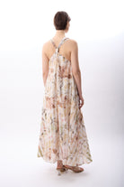 Diagonal-Desenli Ve Dökümlü Maxi Elbise (Bej)-ELBİSE-3-Milagron.com