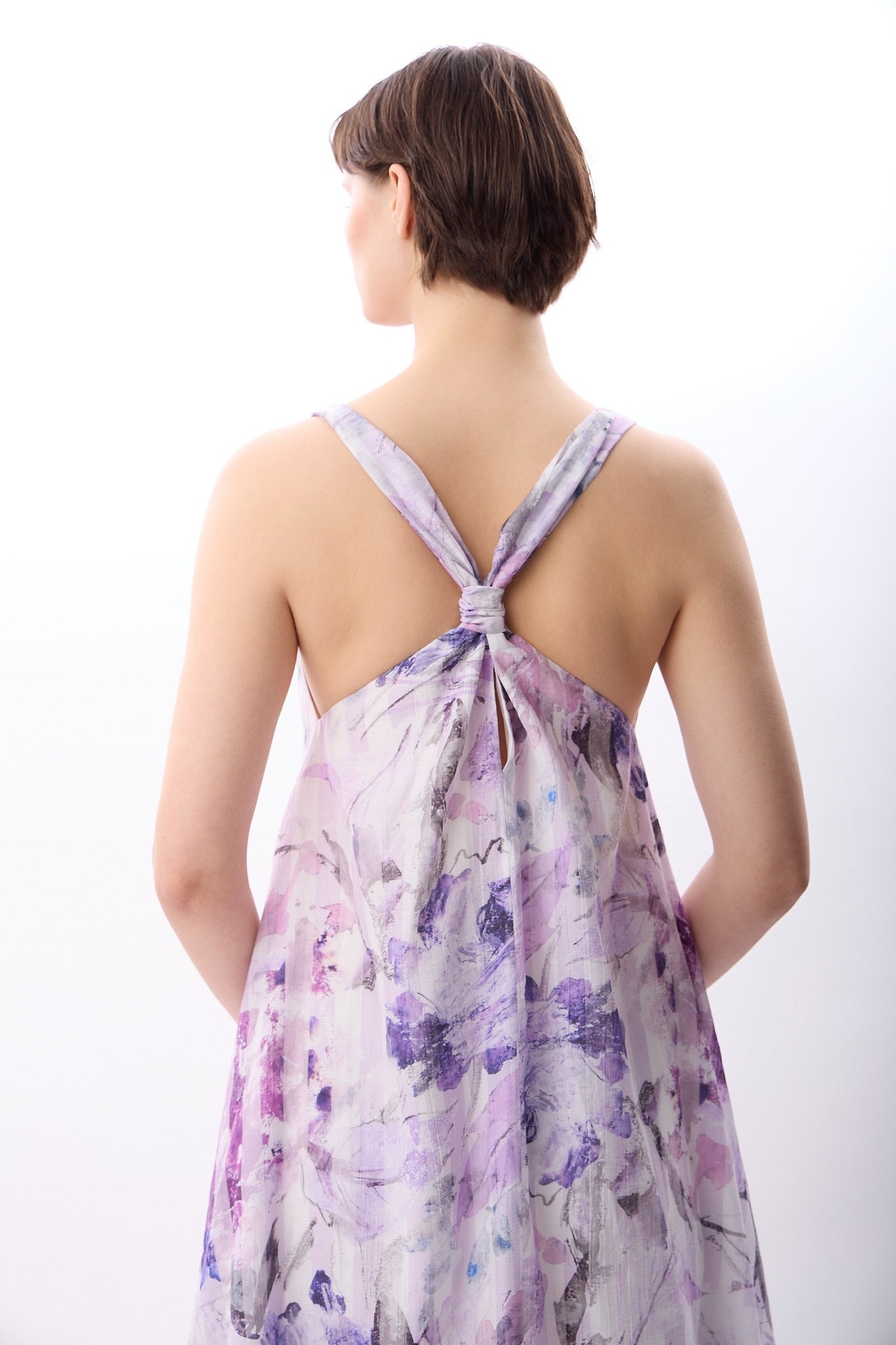 Diagonal-Desenli Ve Dökümlü Maxi Elbise (Lila)-ELBİSE-3-Milagron.com