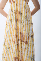 Diagonal-Desenli Ve Dökümlü Maxi Elbise (Sarı)-ELBİSE-3-Milagron.com