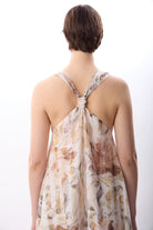 Diagonal-Desenli Ve Dökümlü Maxi Elbise (Bej)-ELBİSE-4-Milagron.com