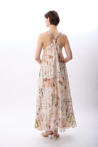 Diagonal-Desenli Ve Dökümlü Maxi Elbise (Bej)-ELBİSE-7-Milagron.com